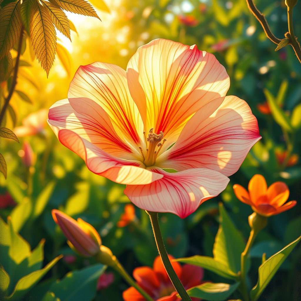 Exotic Flower in Dreamlike Impressionist Garden