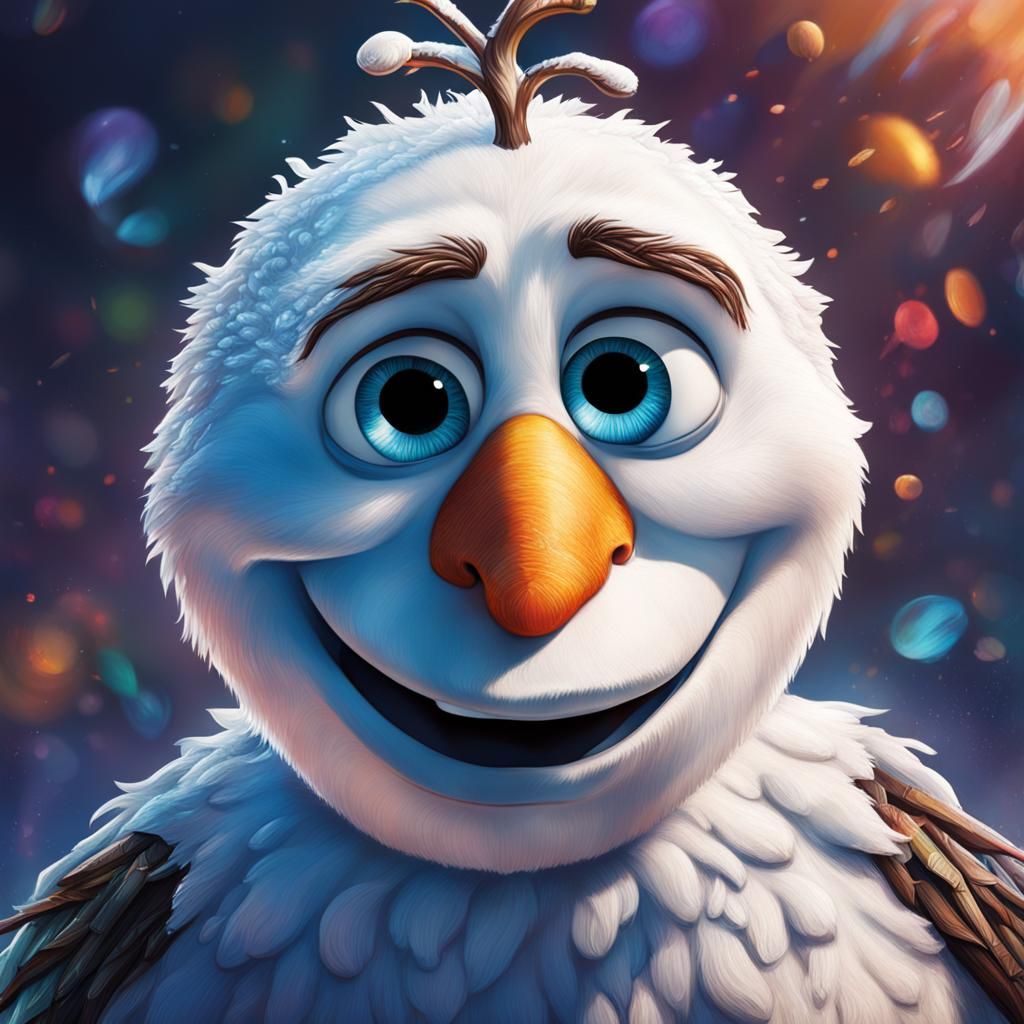 Hyperrealistic Olaf Splash Art Concept