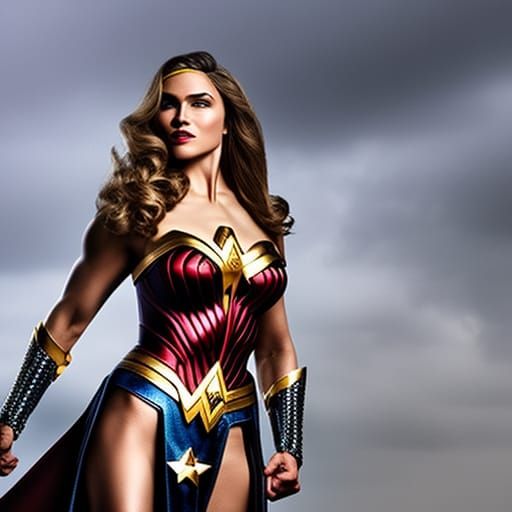 Madonna as Wonder Woman in Hyperrealistic Style