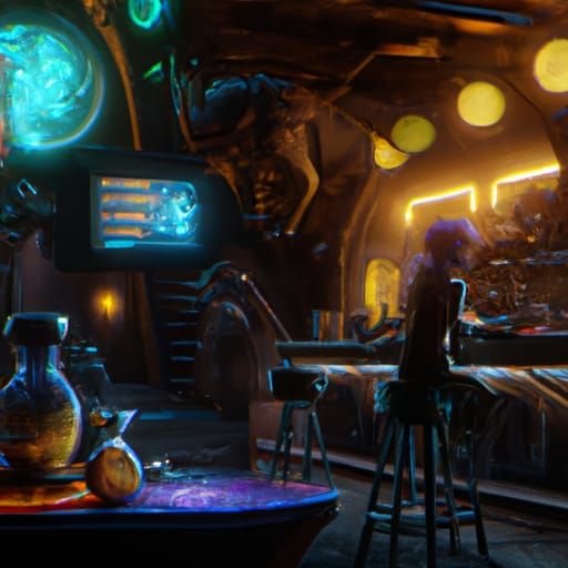 Quark's Halloween Bar: Deep Space Nine in Matte Painting