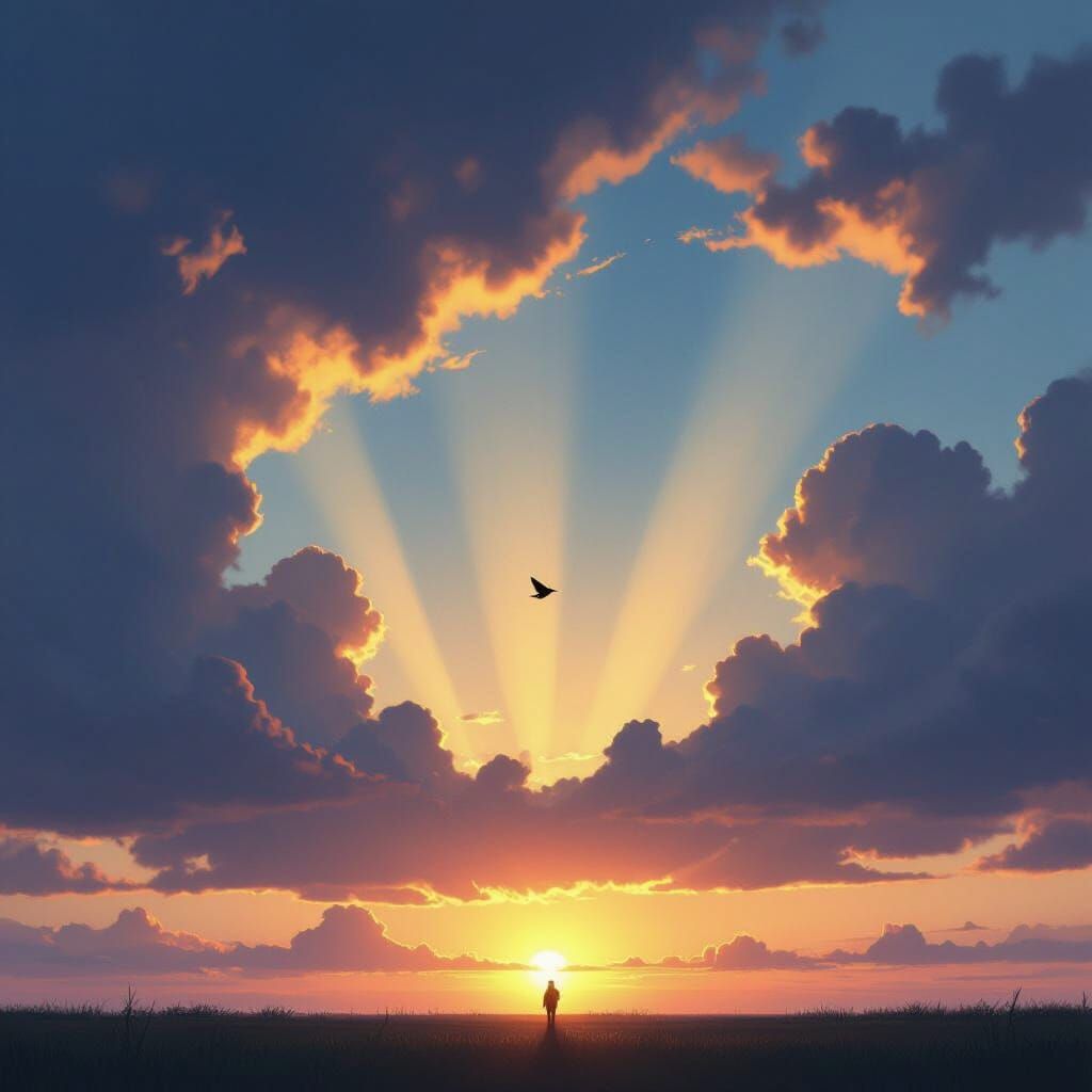 Dramatic Sunset Sky with Crepuscular Rays