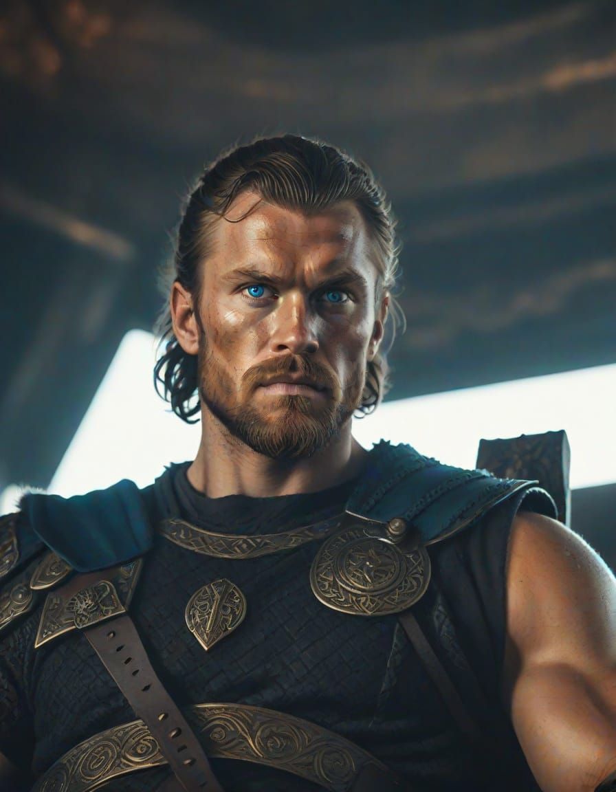 Viking Warrior on Throne in Dark Fantasy Art