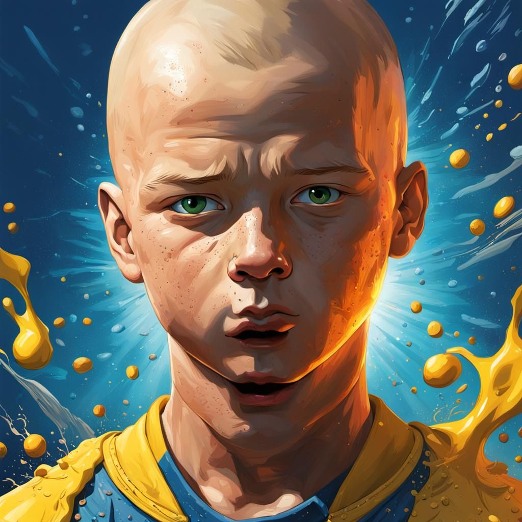 Hyperrealistic Caillou in Splash Art Style