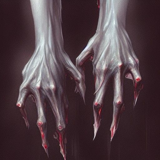 Sinister Veiny Hands with Blood and Rings