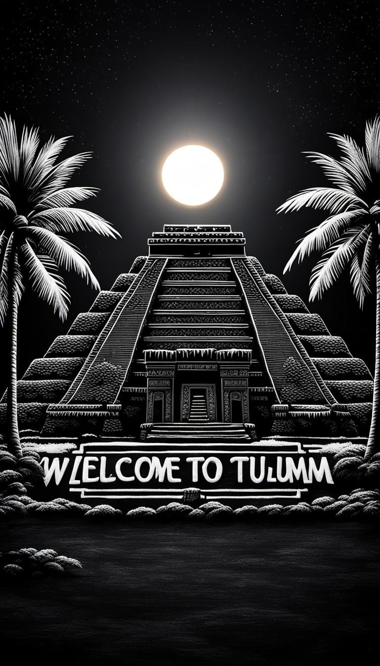 Mayan Pyramid Chalk Art at Sunrise