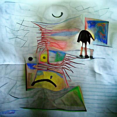 Abstract Surrealism: Child's Drawing of Depression