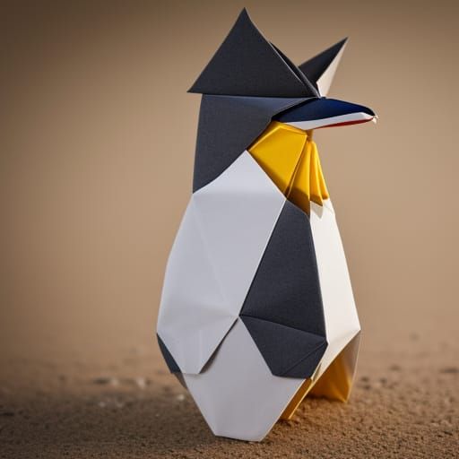 Origami Penguin in Desert Papercraft