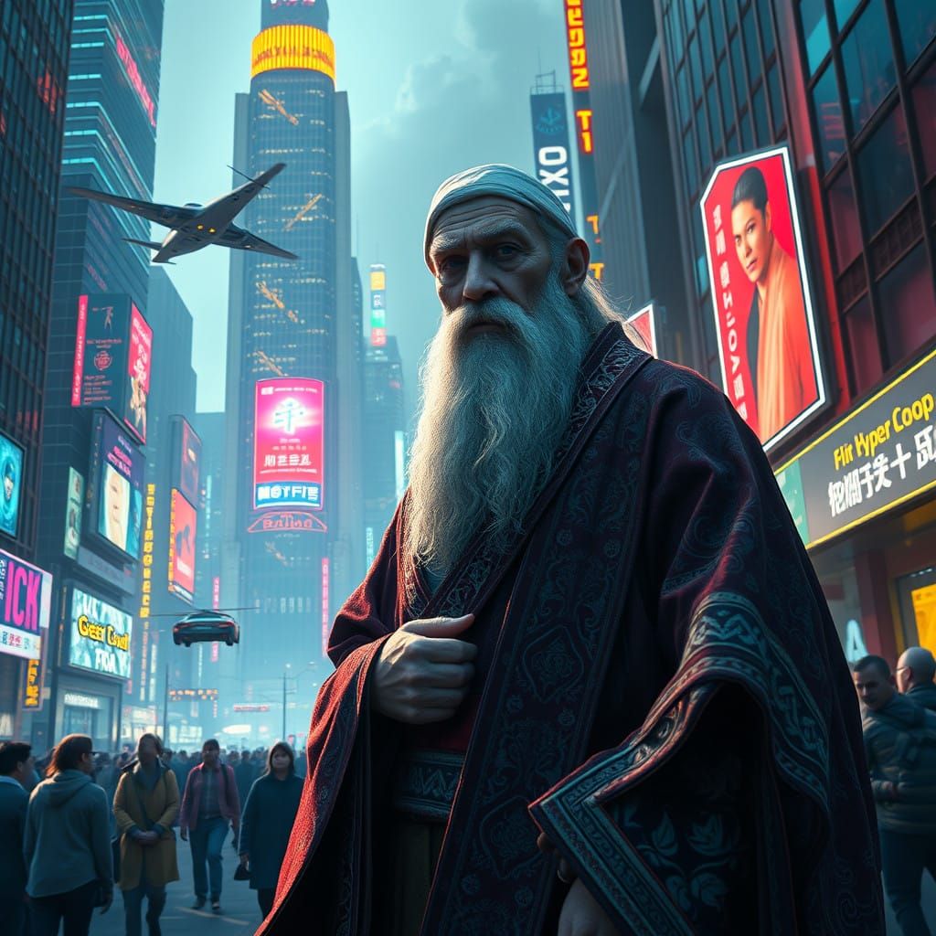 Cyberpunk Sage in a Futuristic City