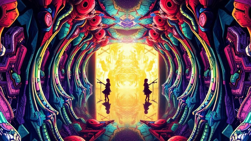 Surreal Symmetrical Portrait in Anime Manga Style