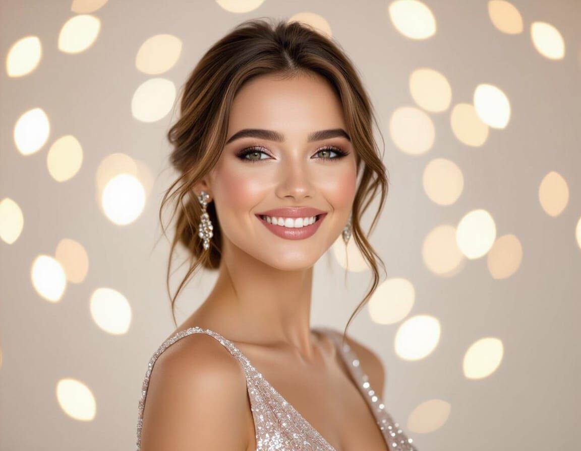 Glamorous Woman Celebrates New Year in Studio Portrait