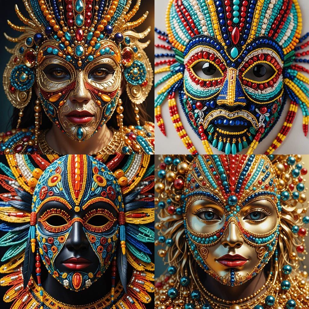 Ornate Beaded Mask Art