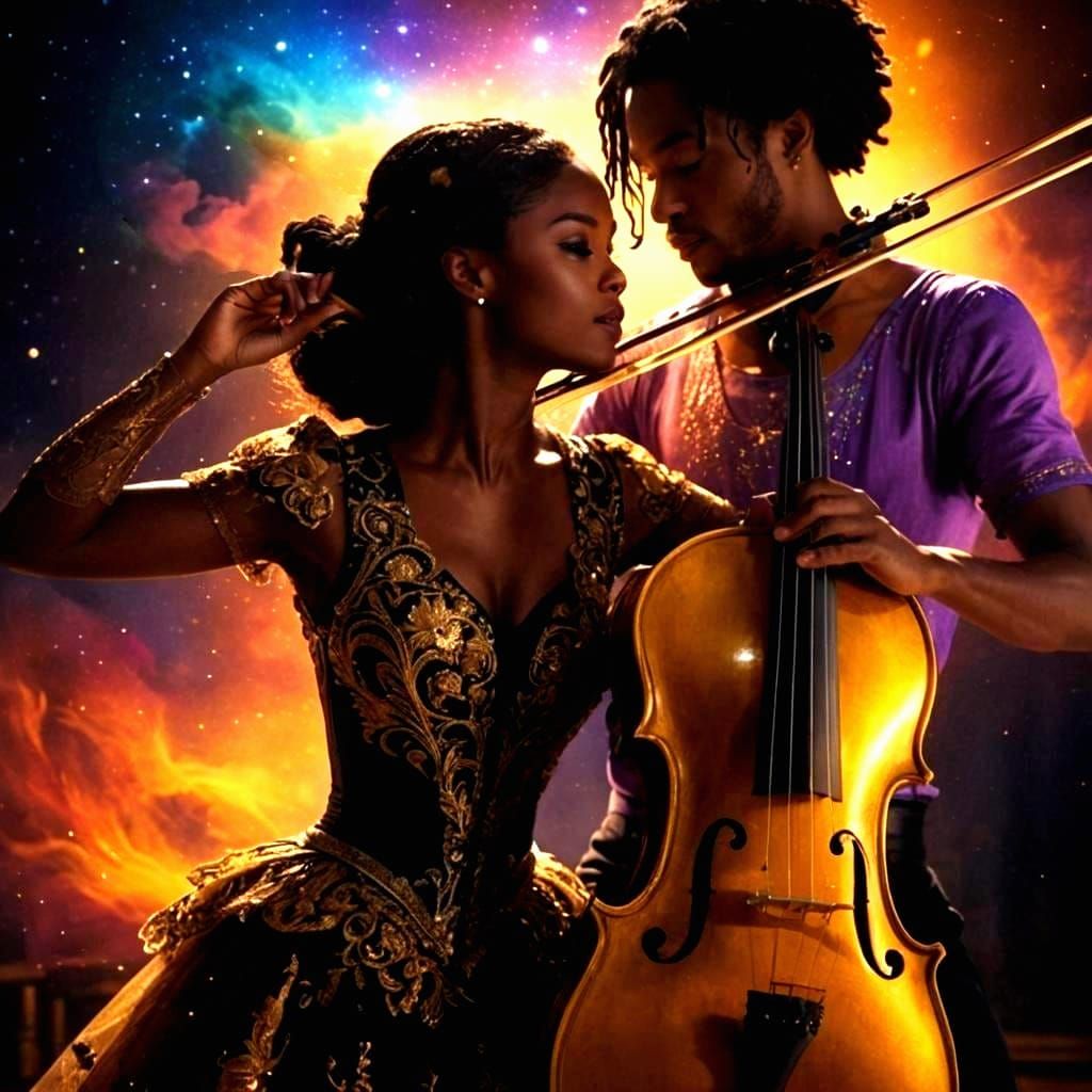 Ornate Violins Dancing: A Cinematic Still Life