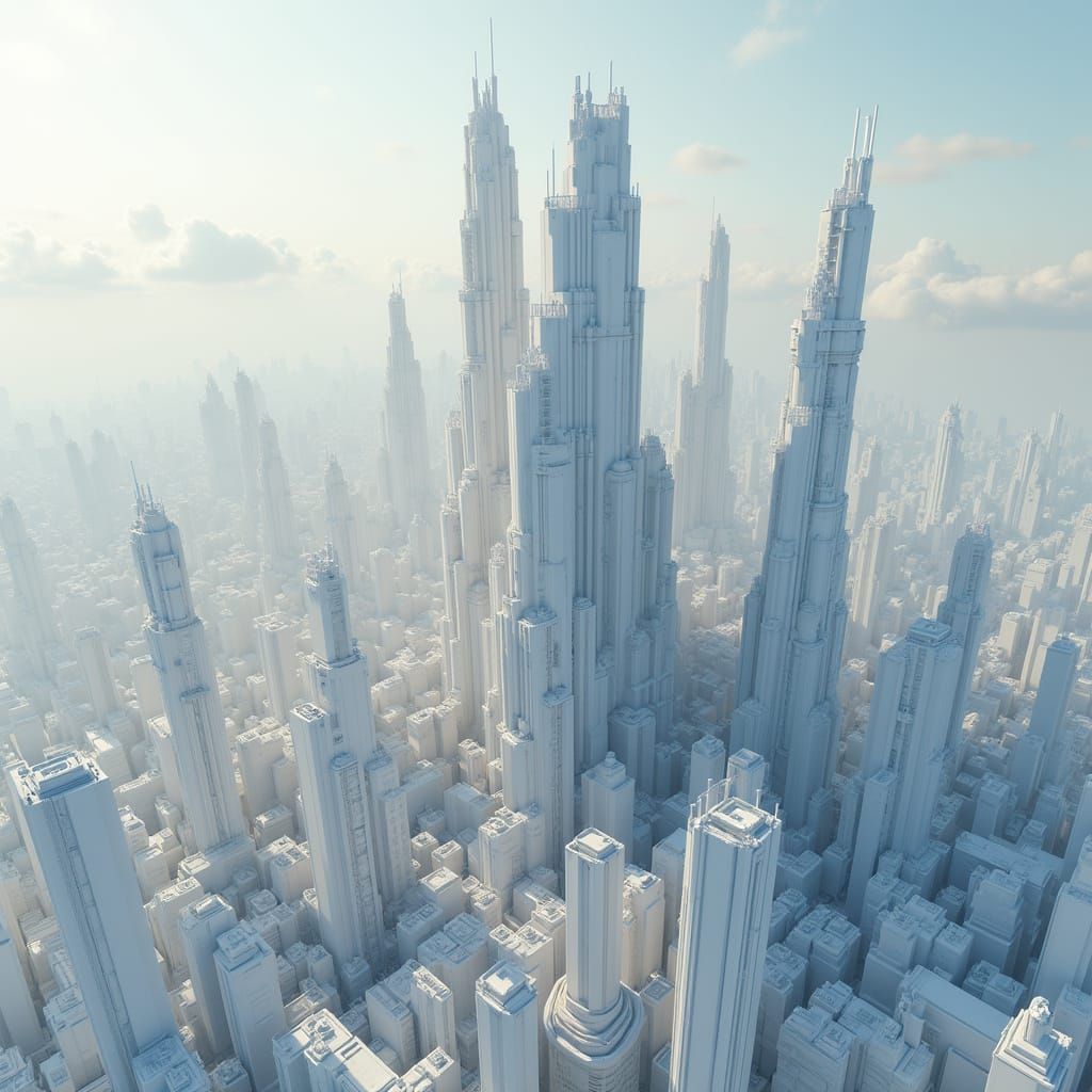 Fantastical Cityscape: Skyscrapers in a 3D CAD Environment
