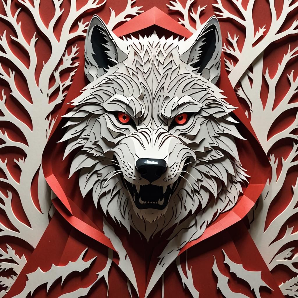 Paper Cut Art: Little Girl and the Wolf