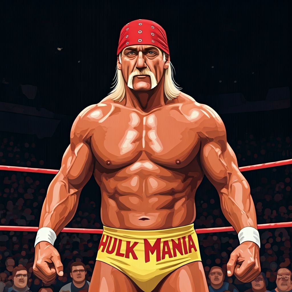 Hulk Hogan in 8-bit Wrestling Ring, 80s Style