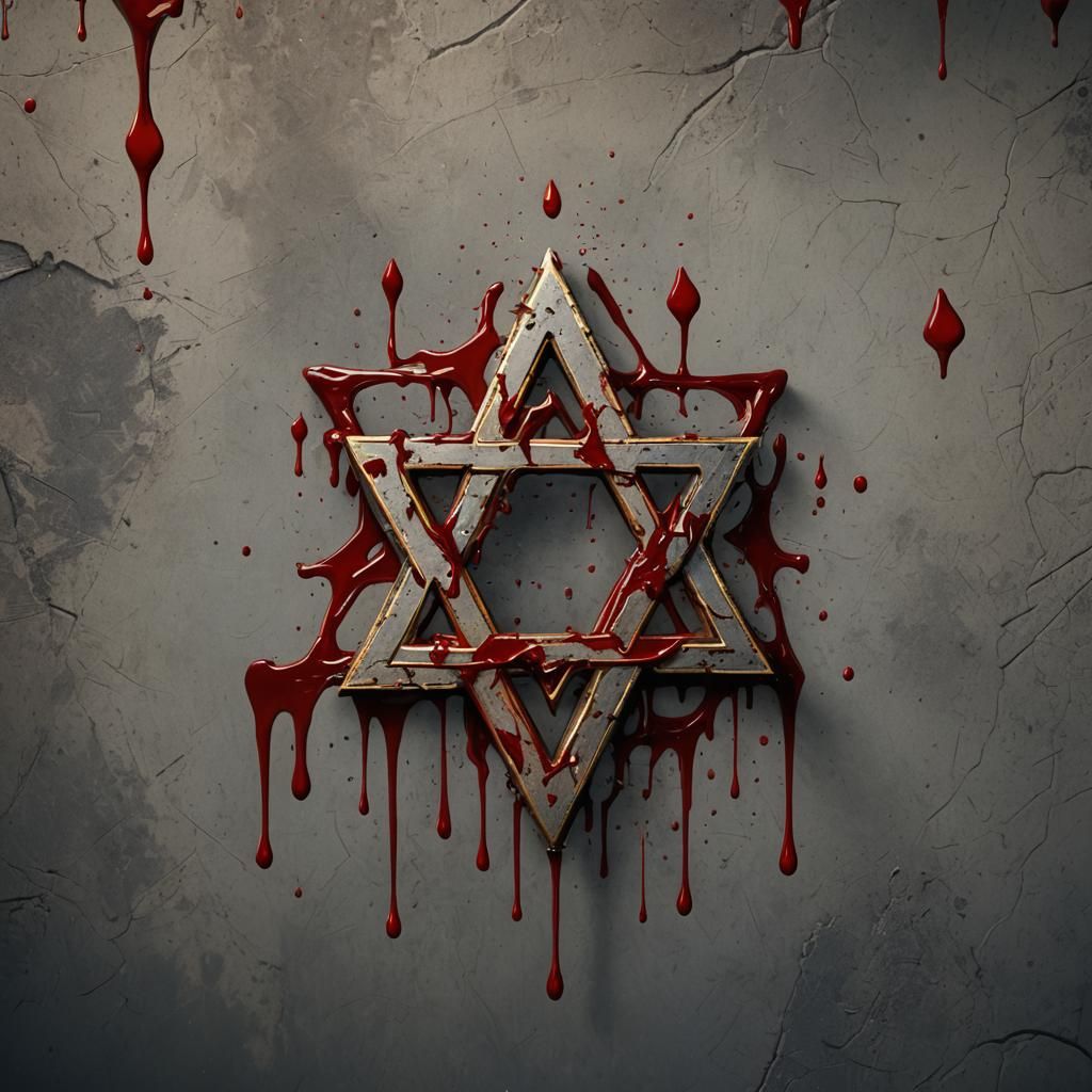 Star of David Symbol with Dripping Blood