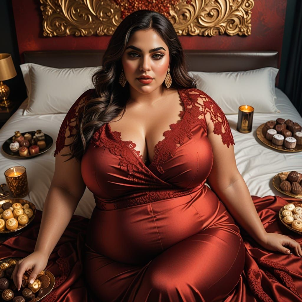 Luxurious, Hyperrealistic Portrait of a Full-Figured Iranian...