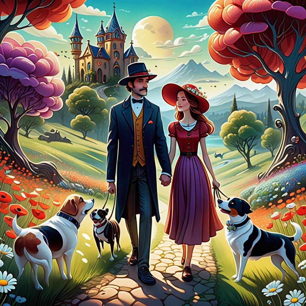 Whimsical Romance in Vibrant Cartoon Colors