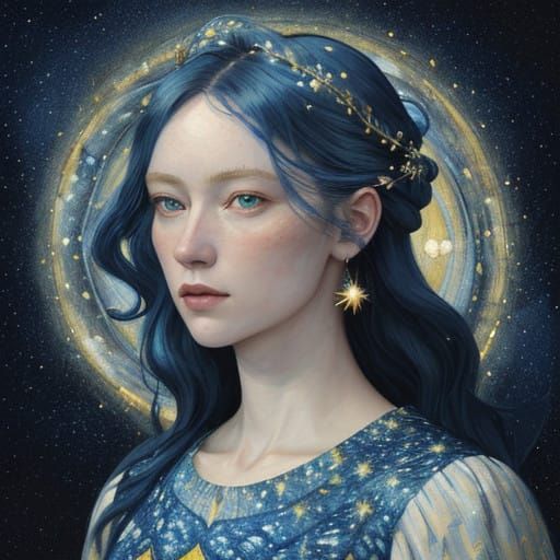 Dreamy Evening in Blue and Yellow: A Starry Night Vision