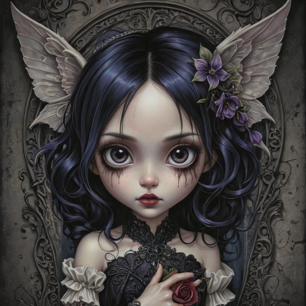 Grimdark Gothic Portrait in Dark Surrealist Style