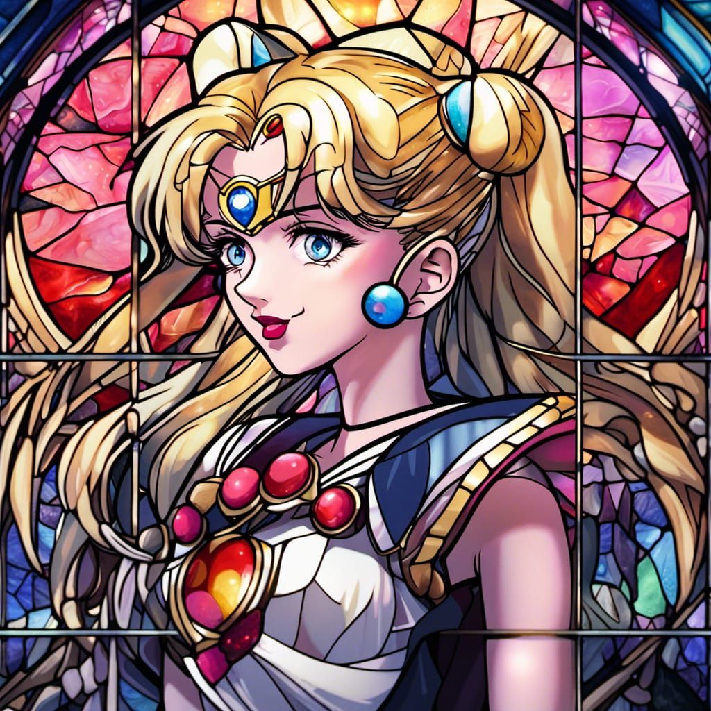 Sailor Moon Stained Glass Art in 8K