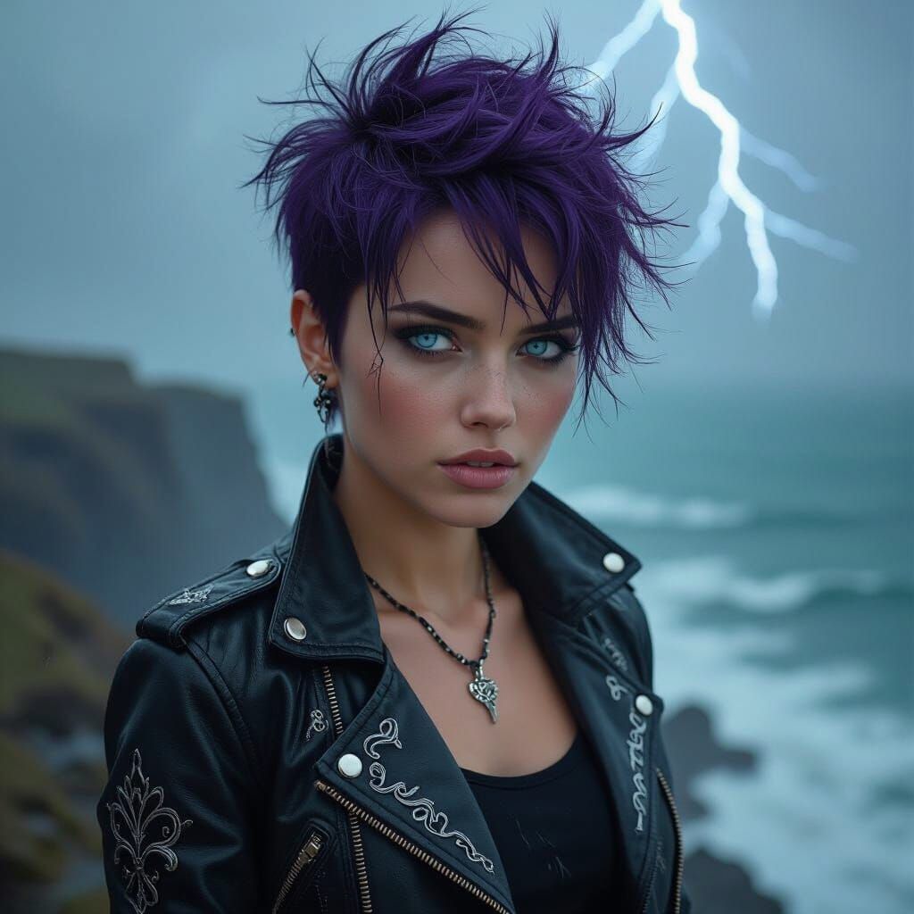 Stormy Cliffside Portrait in Dark Fantasy Style