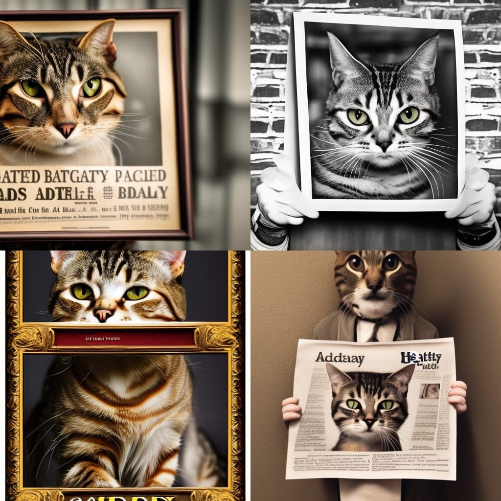 Tabby Cat Wanted Poster: "Bad Kitty"