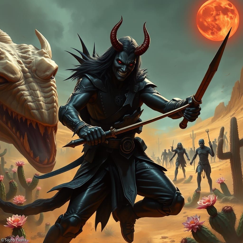Dark Elf Prince Battles Sand Serpent Apocalypse