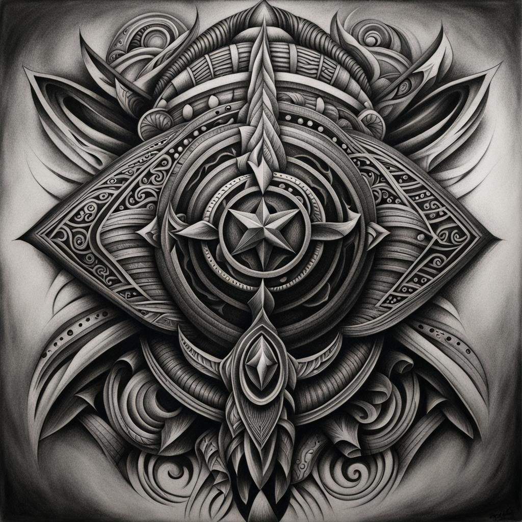 Simple Tribal Tattoo in Charcoal Style