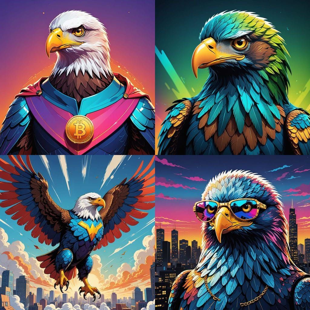 Vibrant Cartoon Eagle in Digital Art Style