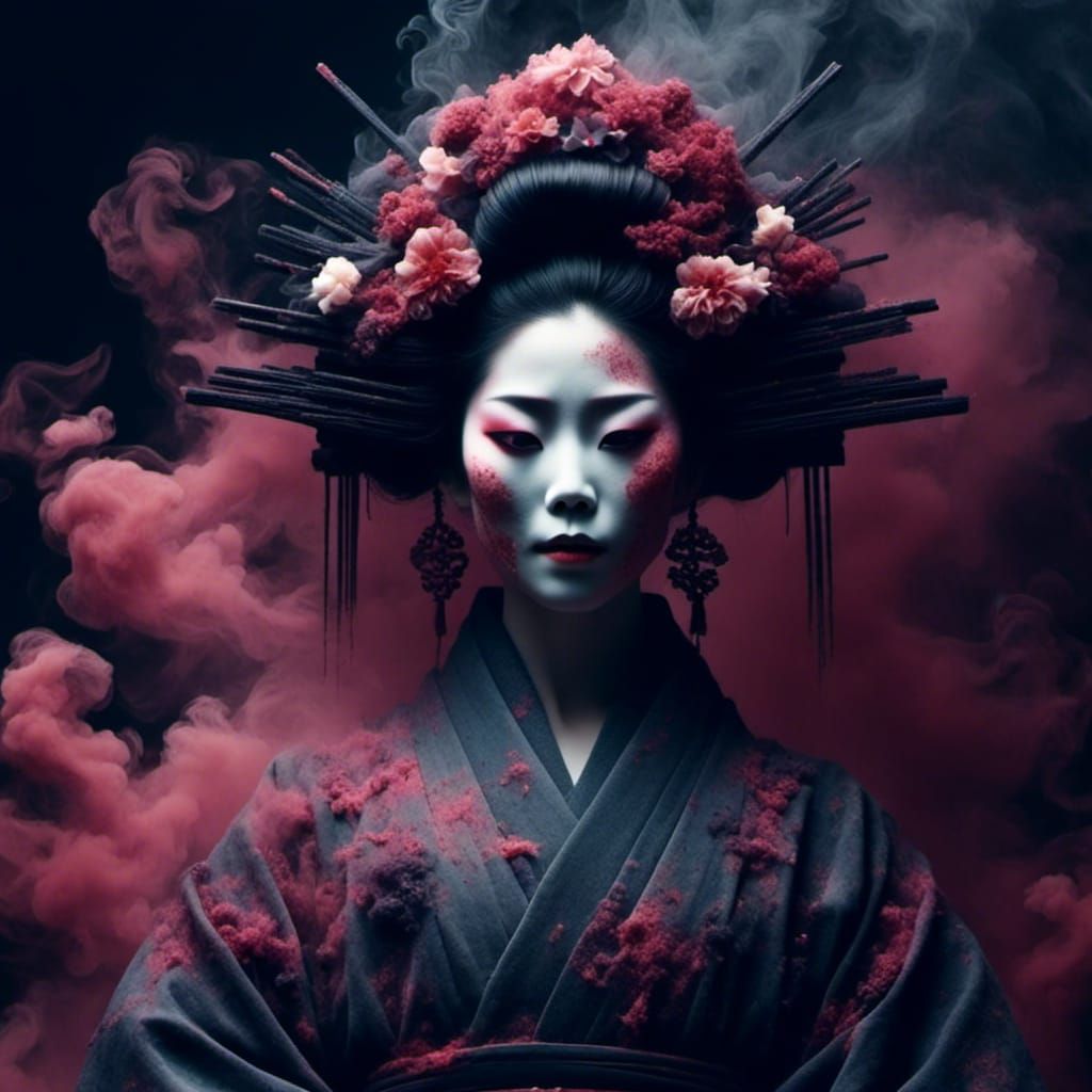 Geisha in Smoke: A Haunting Portrait