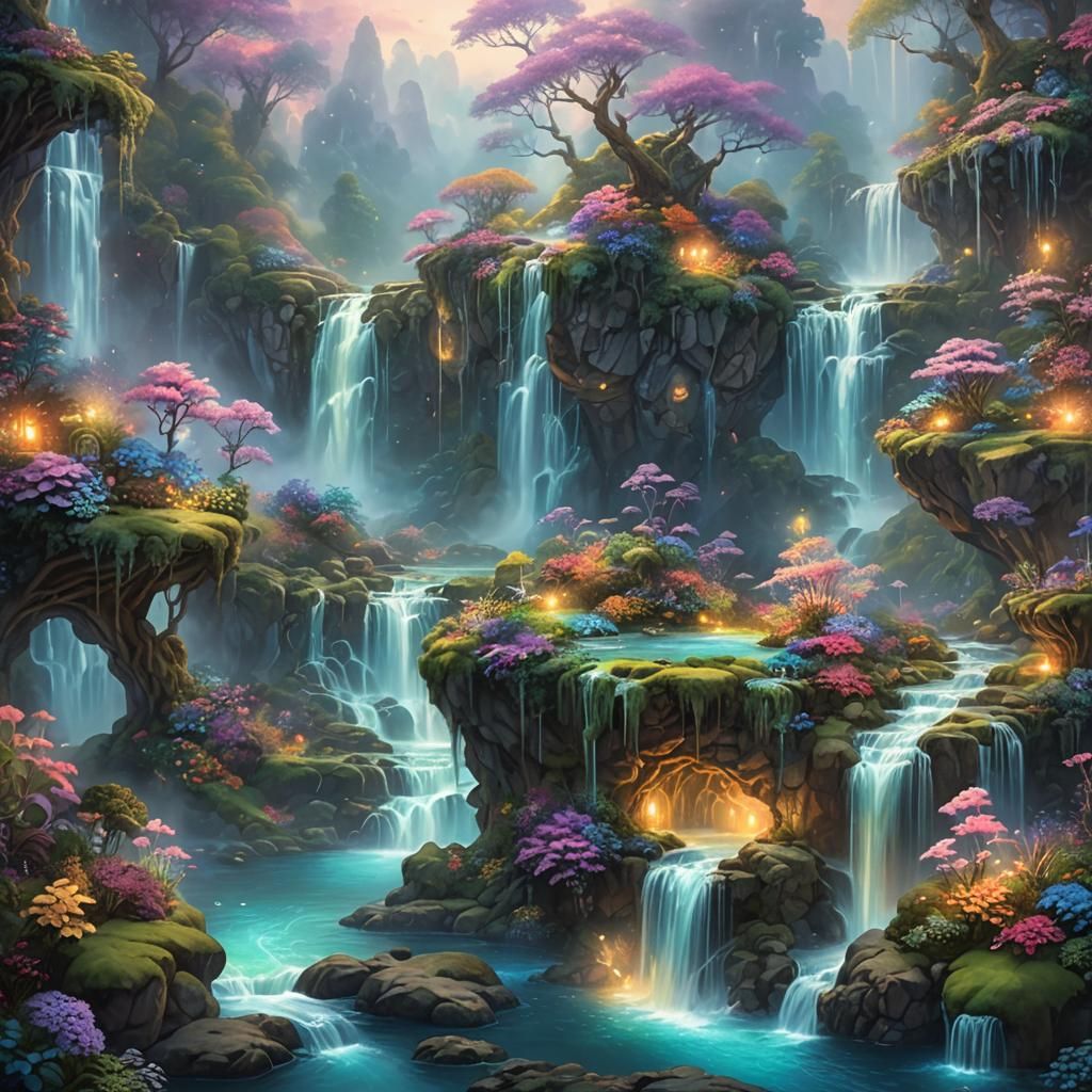 Mystical Garden: Surreal Ethereal Fantasy Landscape