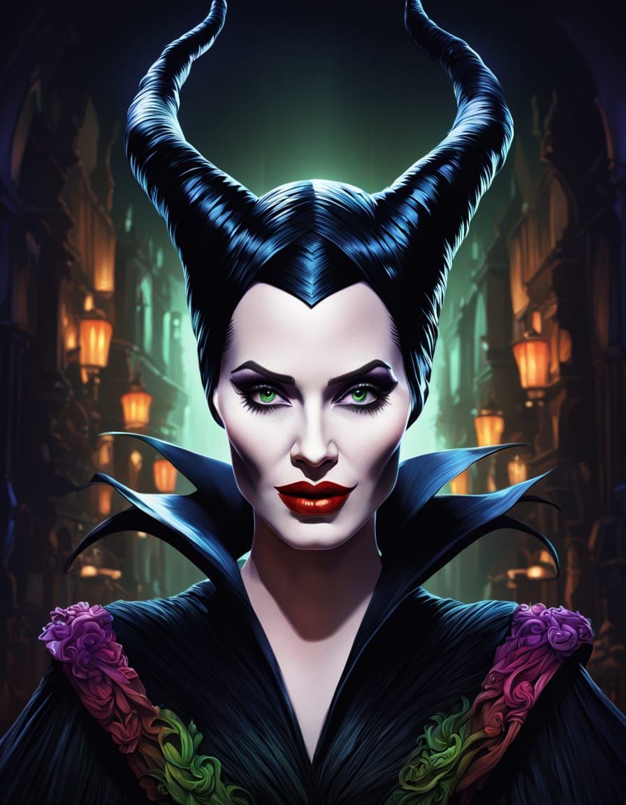 Maleficent as a 1920s Lounge Singer in Hyperrealistic Style