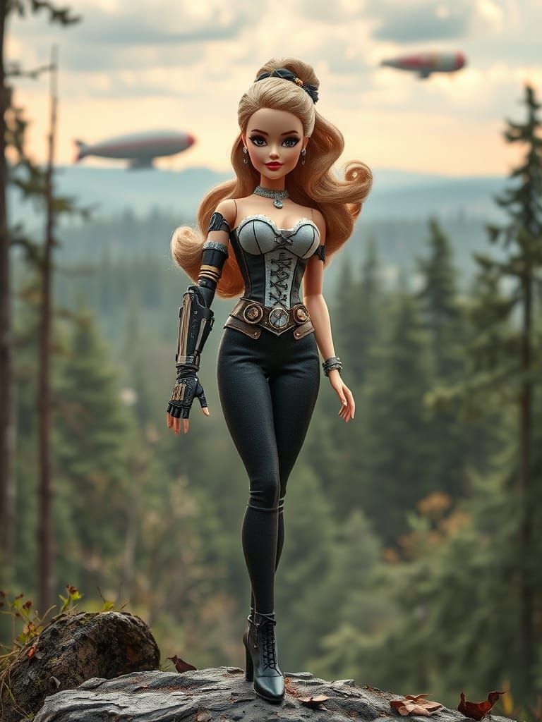 Steampunk Barbie Doll with Cybernetic Arm and Victorian Boot...