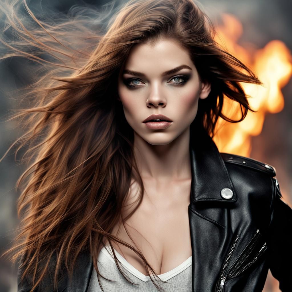 Barbara Palvin Portrait with Burning Eyes