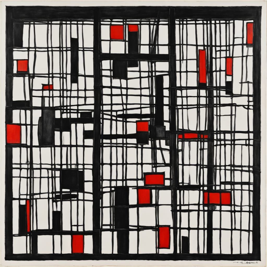 Grimdark Painting in Geometric Abstraction Style