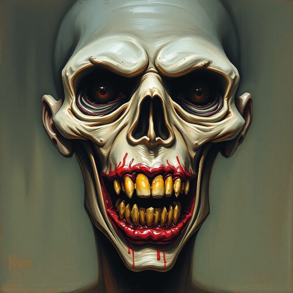 Haunting Pale Face in Gothic Art Style