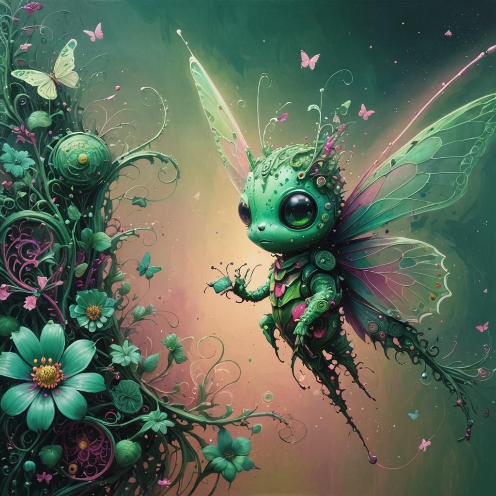 Eldritch Butterfly: Hyperdetailed Minimalist Painting
