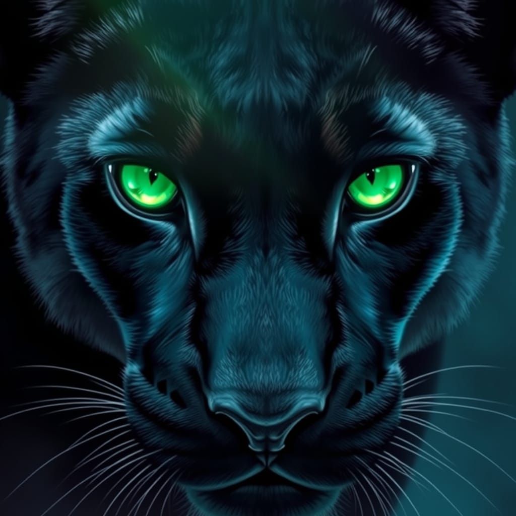 Une panthère noire aux yeux verts