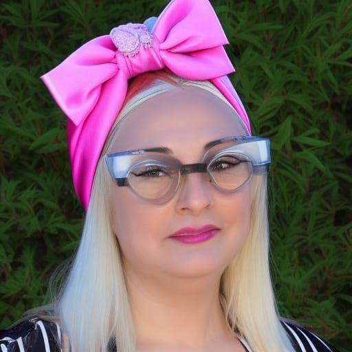 Elegant Woman in Turban and Cateye Glasses