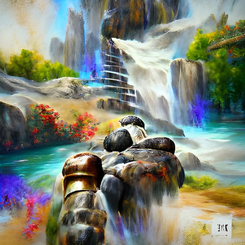 Waterfall Oasis in Oil on Canvas