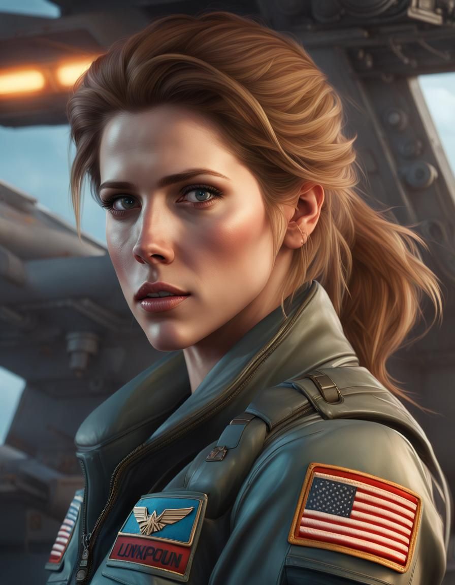 Top Gun Scene with Two Women: Detailed Concept Art