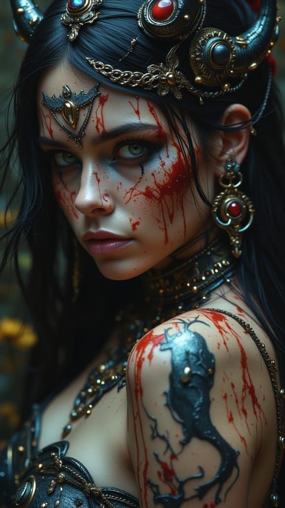 Biopunk Pinup Model with Multiple Expressions