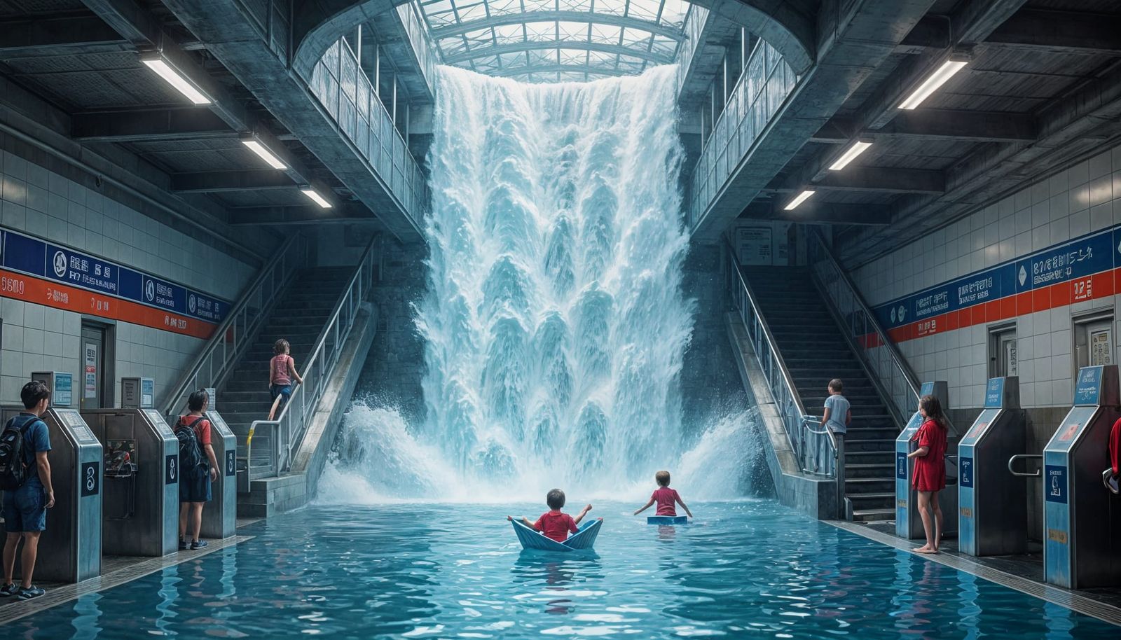 Subway Waterfall: Hyper-Realistic Urban Fantasy