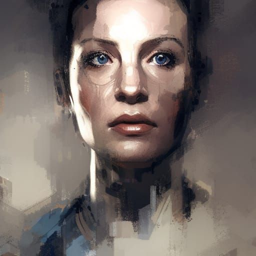 Detailed Portrait of Navy Nurse in Digital Painting Style