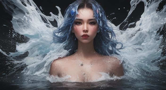 Holographic Photo of a Beautiful Woman in Water