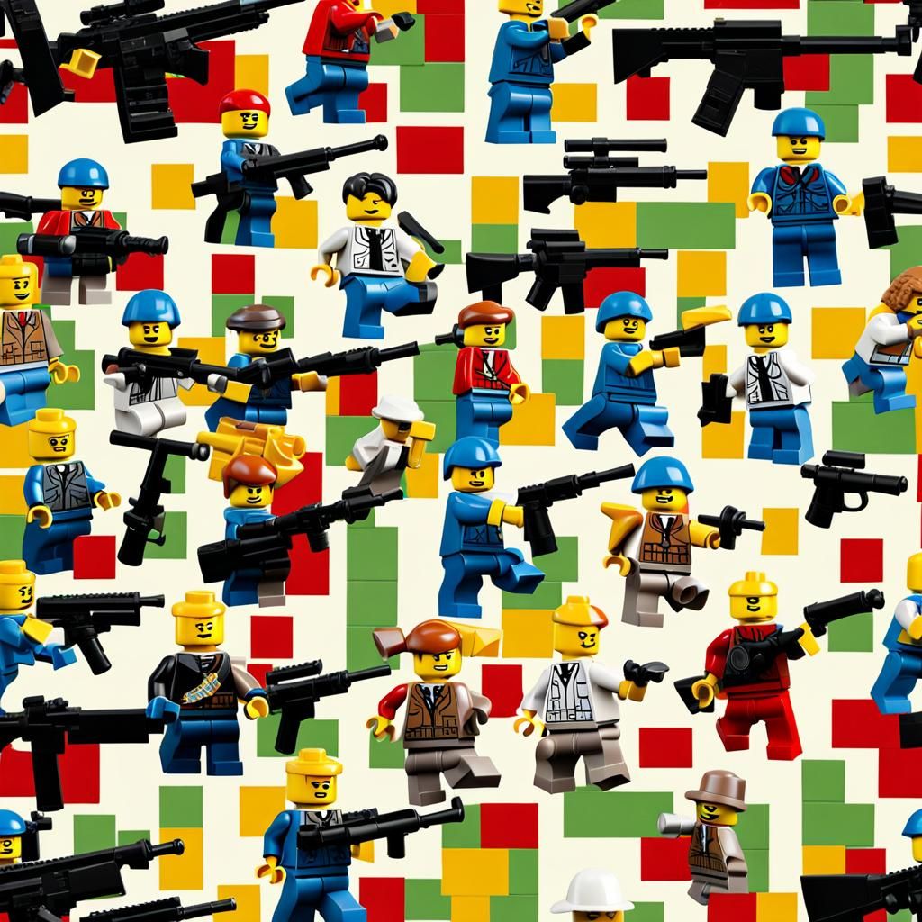Lego Characters in Intense Gunfight Scene