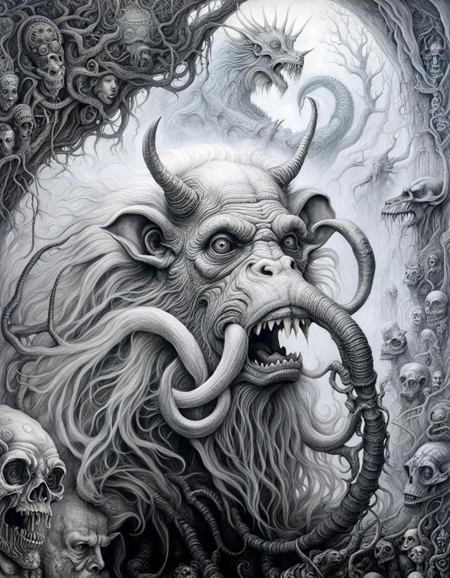 Cryptid Taxidermy Museum: Detailed Drawing in Hyperrealism S...