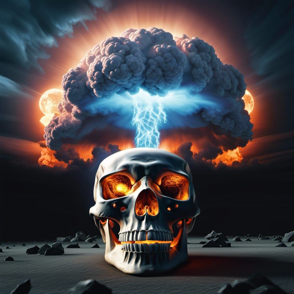 Apocalyptic Nuclear Cloud Explosion at Sunset