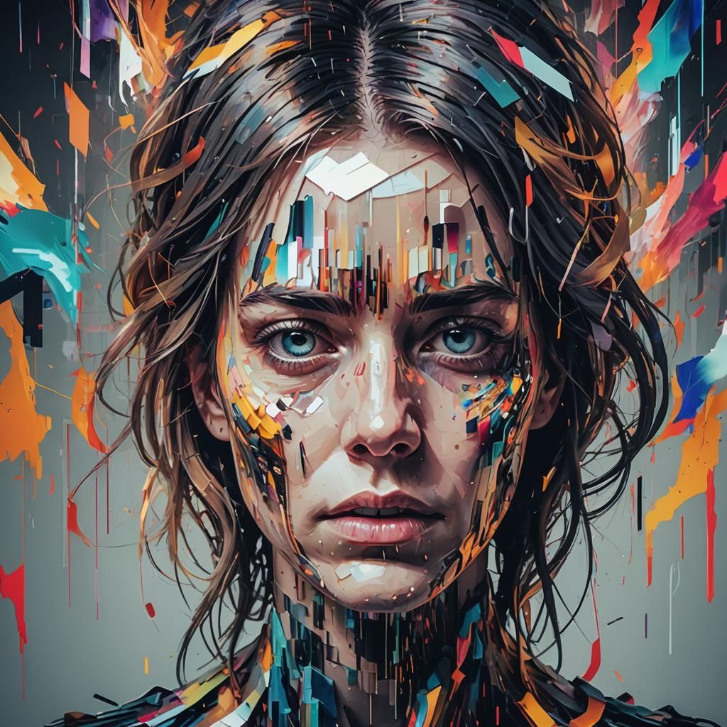Glitch Art Portrait: Inner Conflict